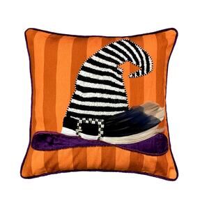 Mackenzie-Childs Spellbound Witch Hat Throw Pillow 18x18 Halloween Decor New